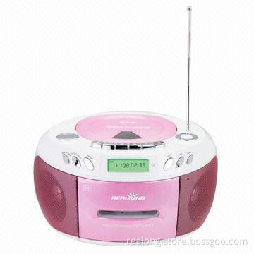 Portable cassette player with FM/AM radio and CD/DVD playing functions